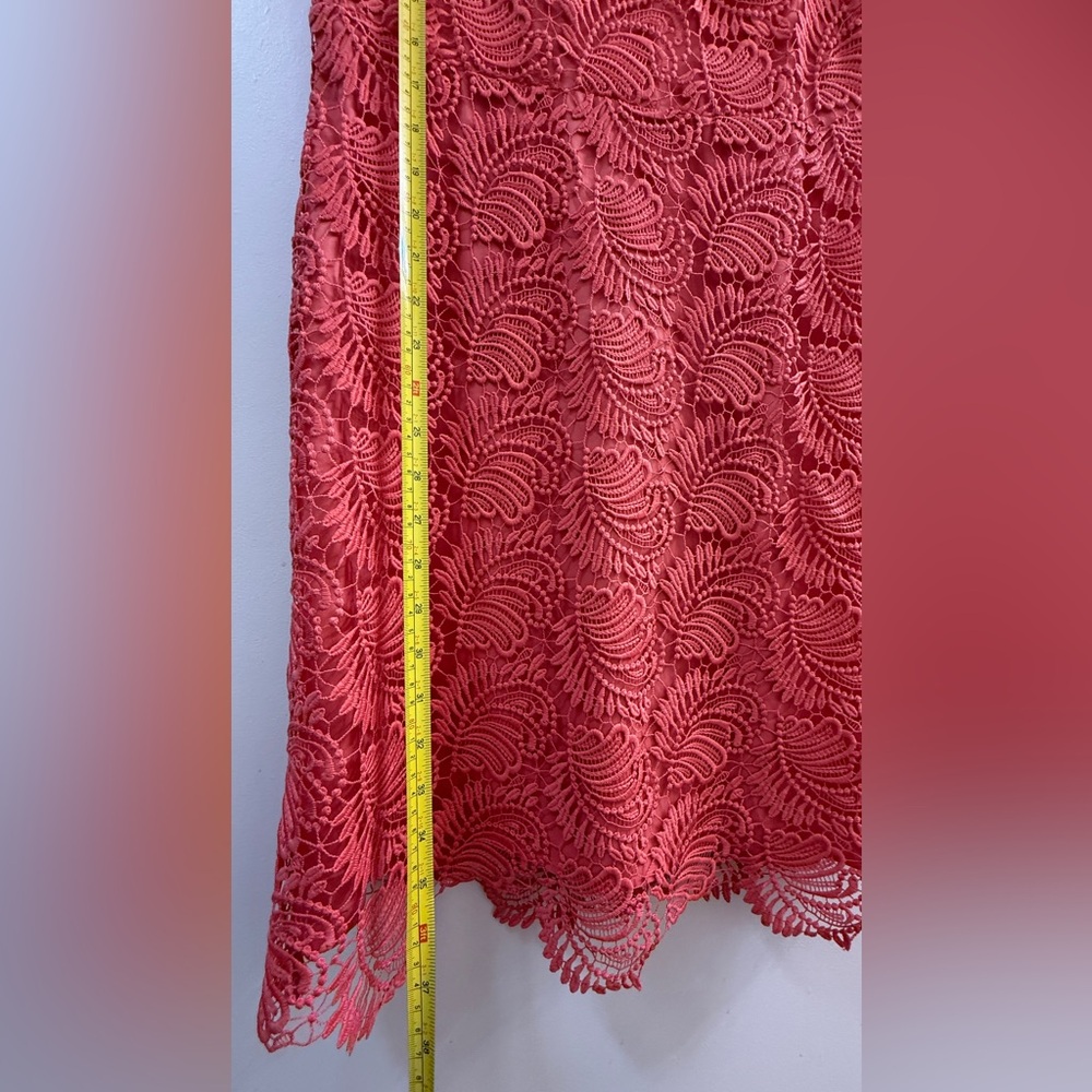 NWT LOFT Coral Pink Floral Lace Sheath Dress Size 6 $98 - Picture 6 of 9